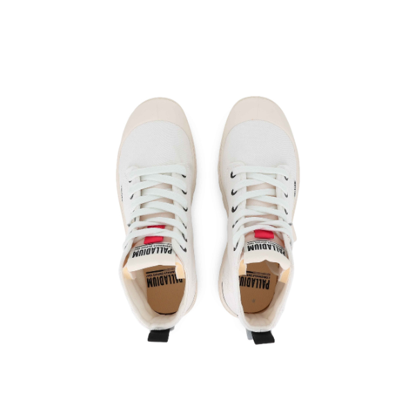 Palladium Pampa Hi Urban boots in Star White - top-down view of pair