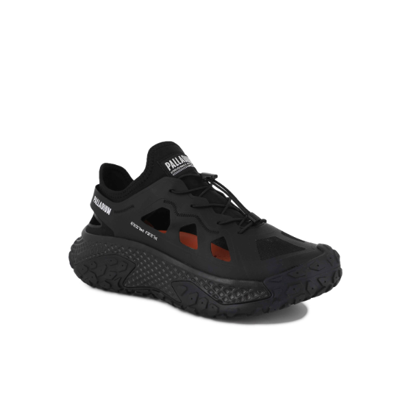 Palladium Offbound Hydro sneaker in Black - angled side view on white background