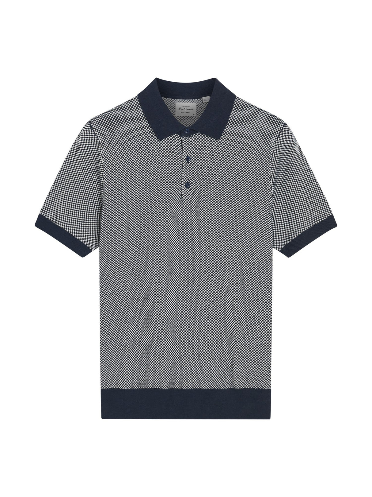 Coloured Textured Polo in Dark Navy