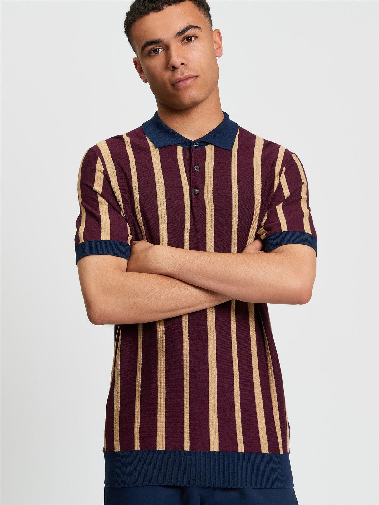 Raised Stripe Polo in Dark Wine