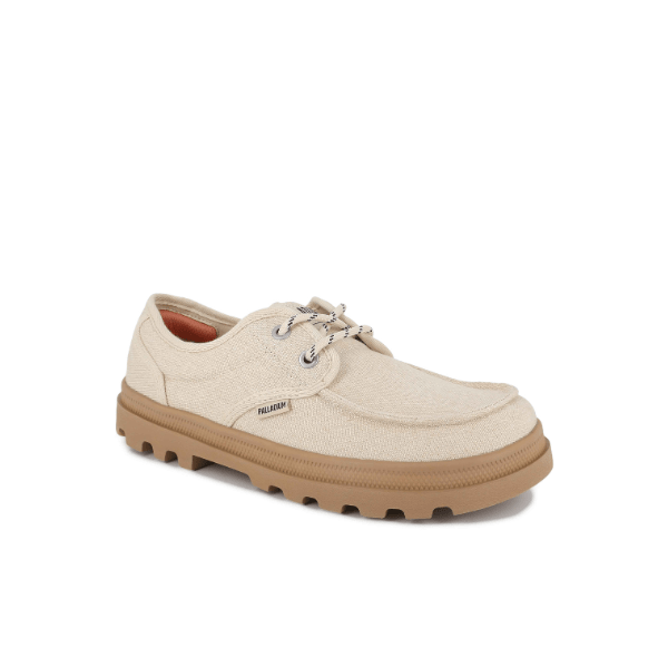 Palladium Dunelite Moc Cushion sneaker in Sahara - angled side view showing lining detail