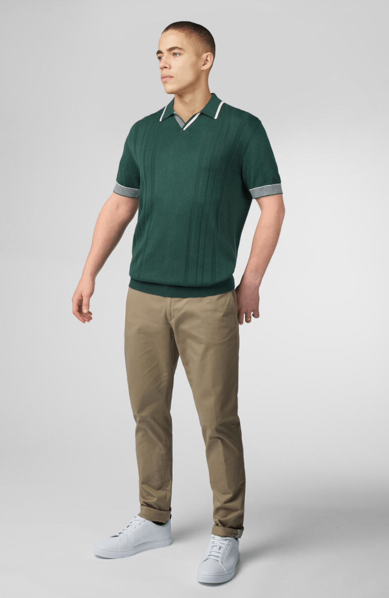 OPEN NECK POLO - GREEN