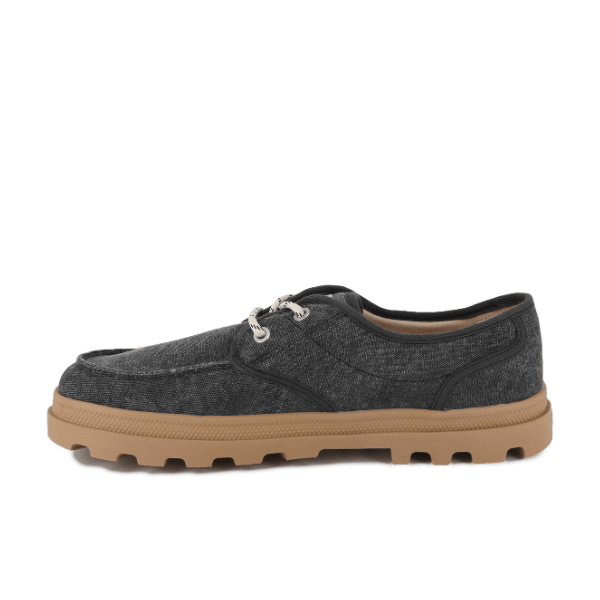 Dunelite Moc Cushion sneaker in Black - opposite side view highlighting PAMPA lug outsole and canvas upper