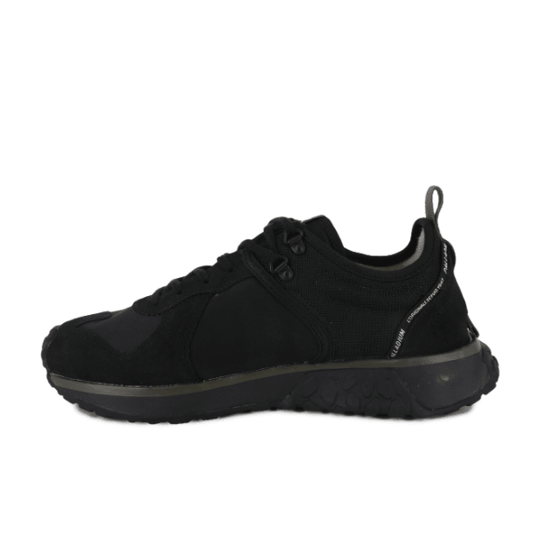 Troop Runner Black Olive Night low-top sneaker β outer side view with Palladium branding and black rubber sole