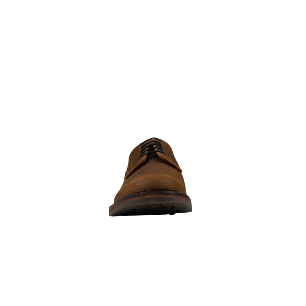 Chapman & Moore Plain Country Derby in Tan - front toe view showing round toe and leather construction