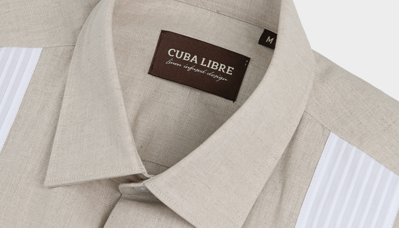 Cuba Libre beige collared shirt with white pleats – premium men’s fashion shirt in South Africa