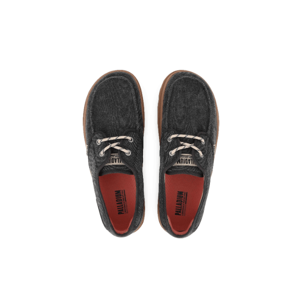 Palladium Dunelite Moc Cushion sneakers in Black - Palladium Dunelite Moc Cushion sneakers in Black - top-down view of pair showing Palladium insole brandingpair back view showing heel tab detail