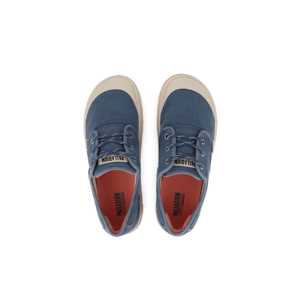 Palladium Dunelite Ox Comfort sneakers in Vintage Indigo - top-down view of pair showing Palladium insole branding