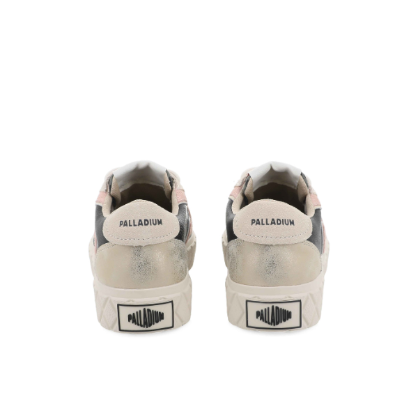 Palladium Ace Lo Mix Leather sneakers in Black / Whit Cap Grey - top-down view of pair showing branded insole