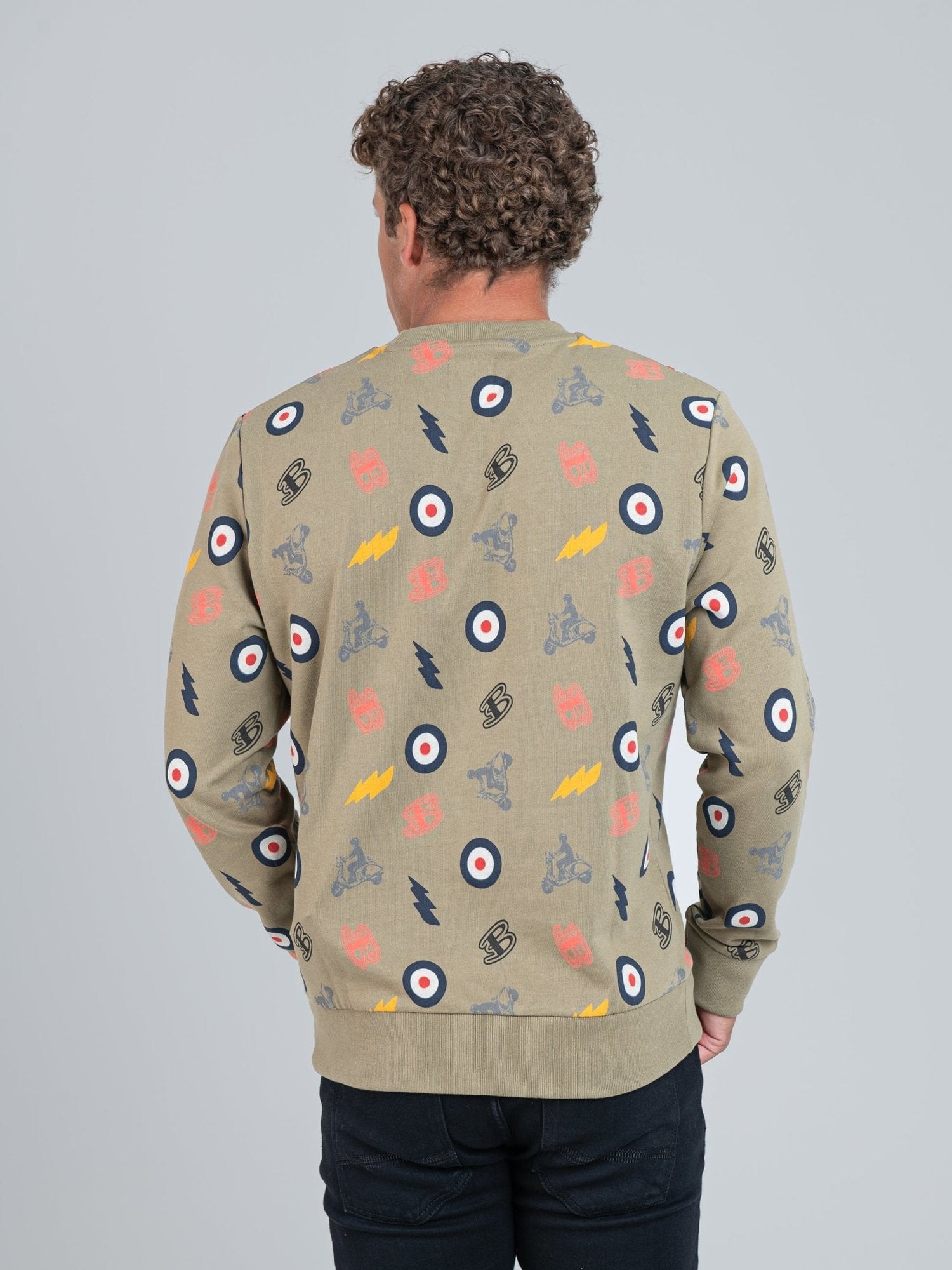 All over print crew sweater - Olive