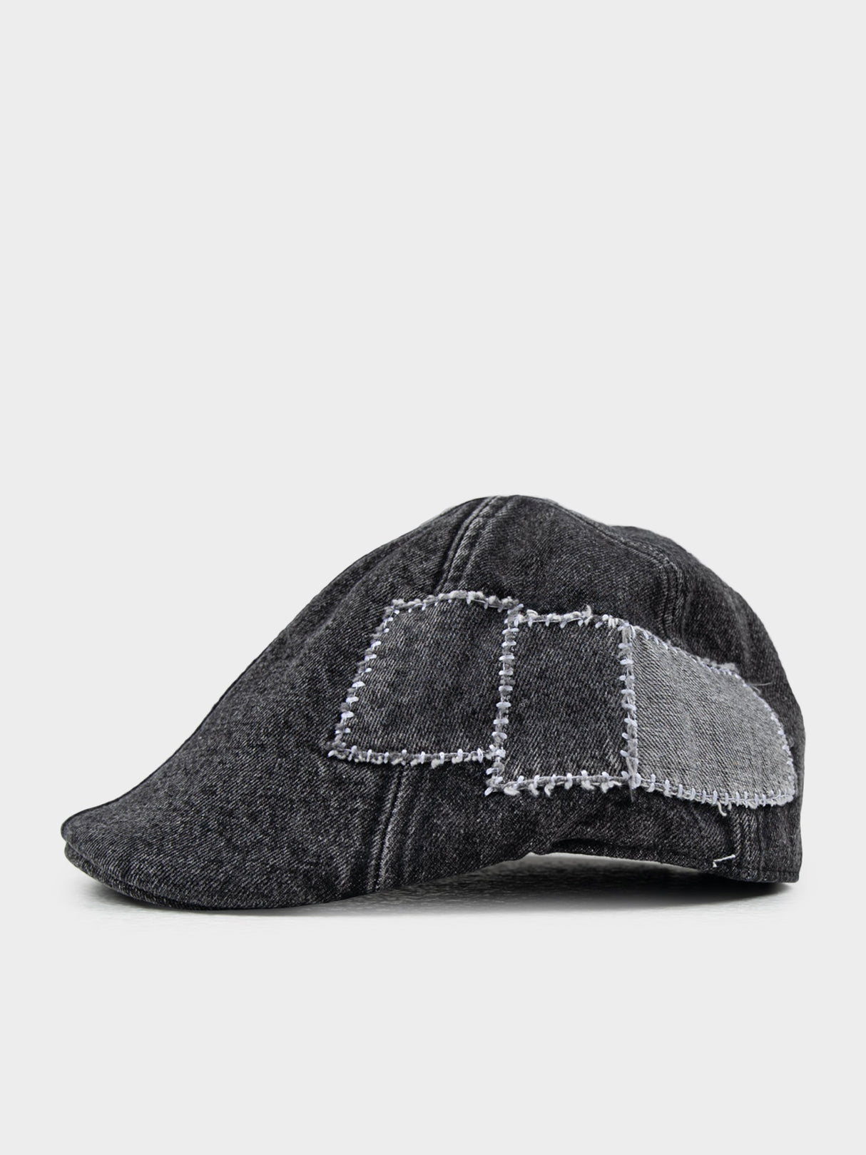 Ben Sherman Denim Dixie Cap in Charcoal - side view showing structured brim and stitched panel design