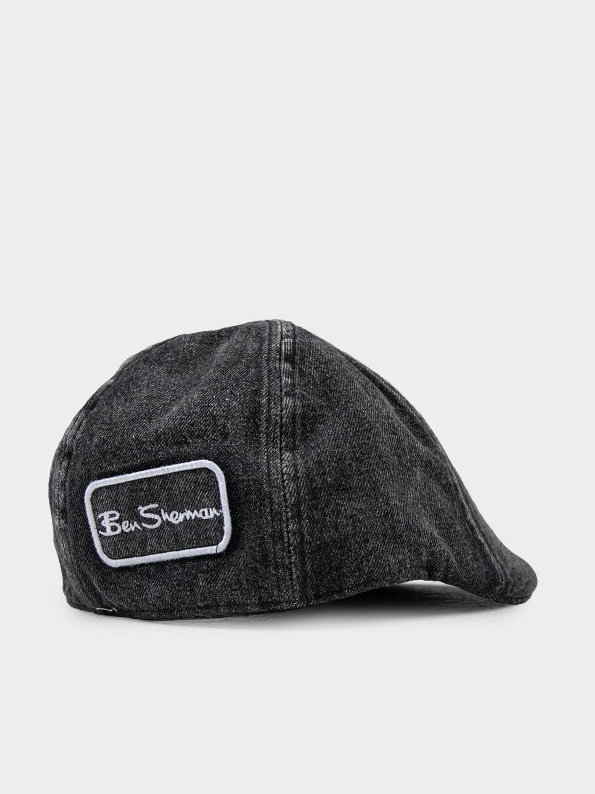Ben Sherman Denim Dixie Cap in Charcoal - rear view with embroidered Ben Sherman logo patch