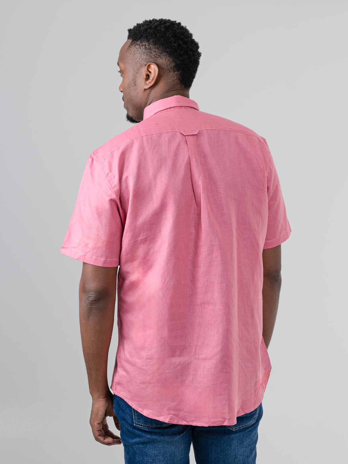 LINEN SHIRT SHORT SLEEVE - Salmon