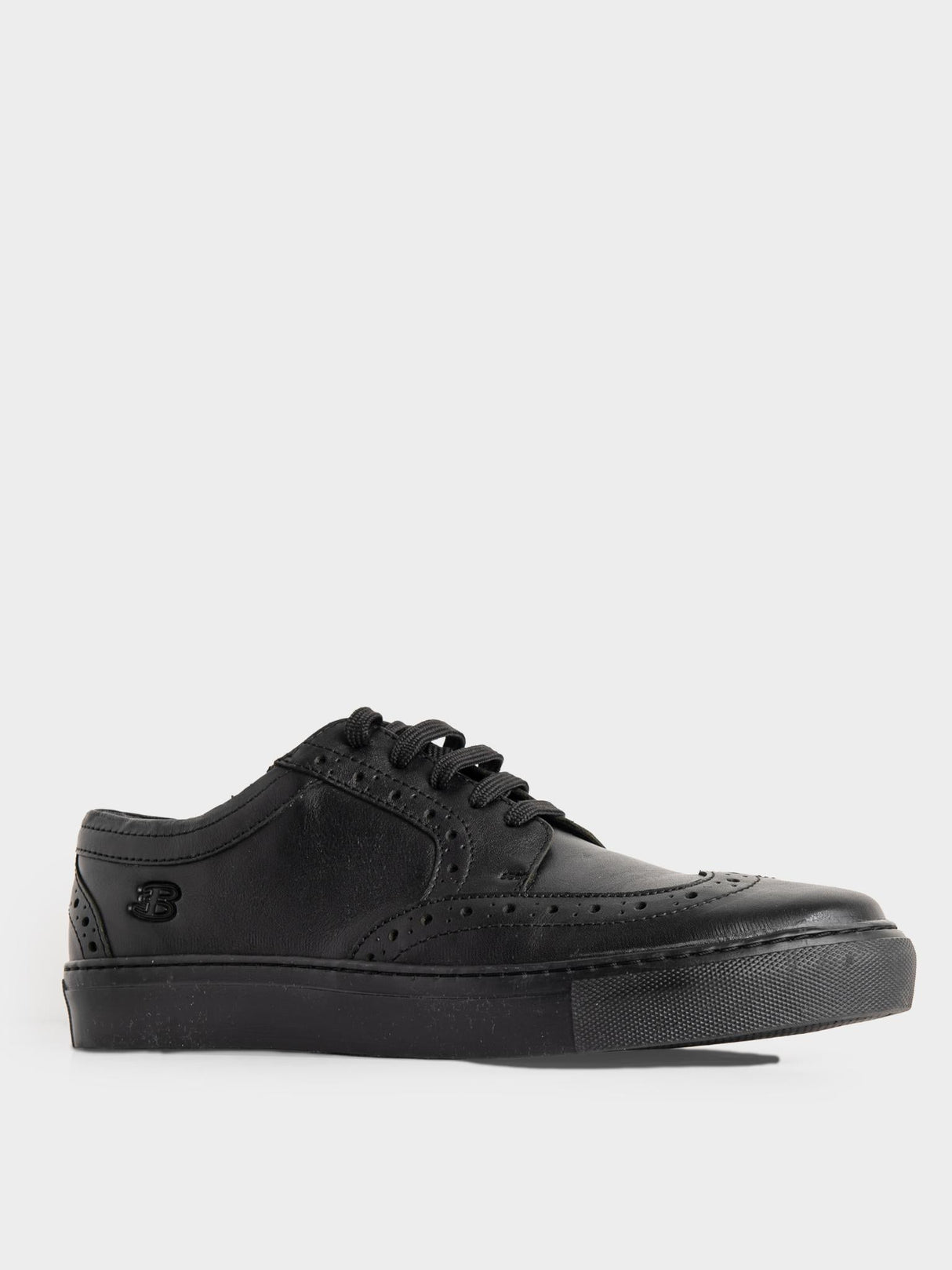 B Leather Brogue  - Black