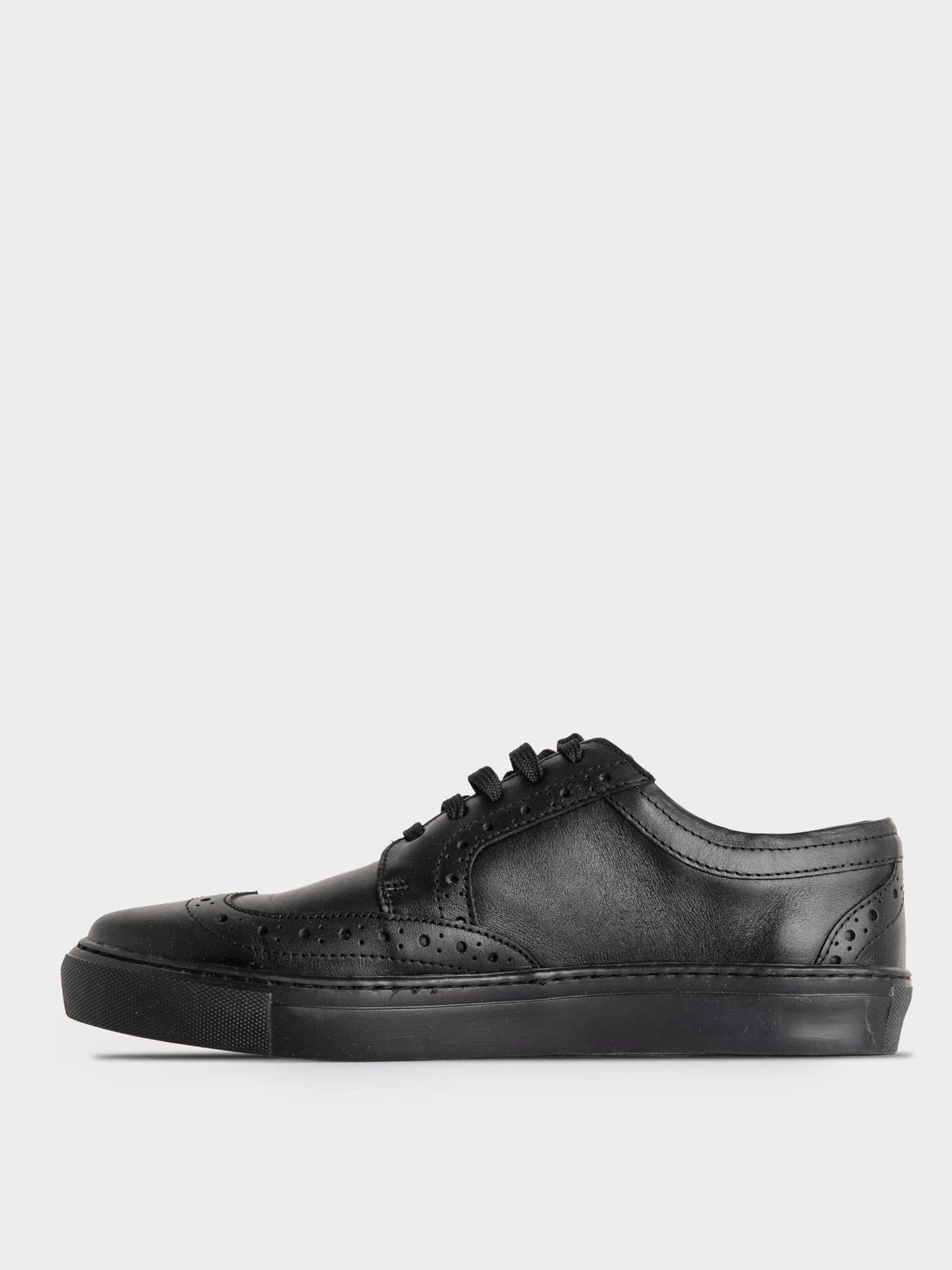 B Leather Brogue  - Black