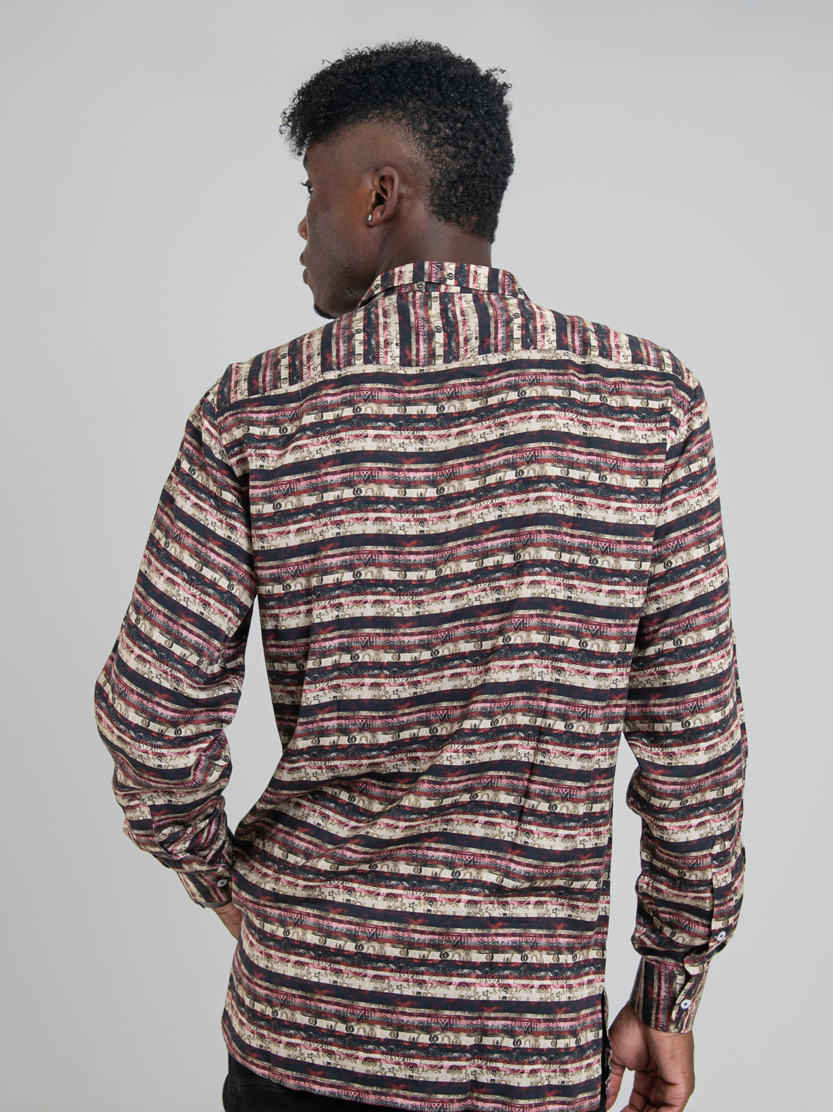 Mario Tencel Print Long Sleeve Shirt - Berry
