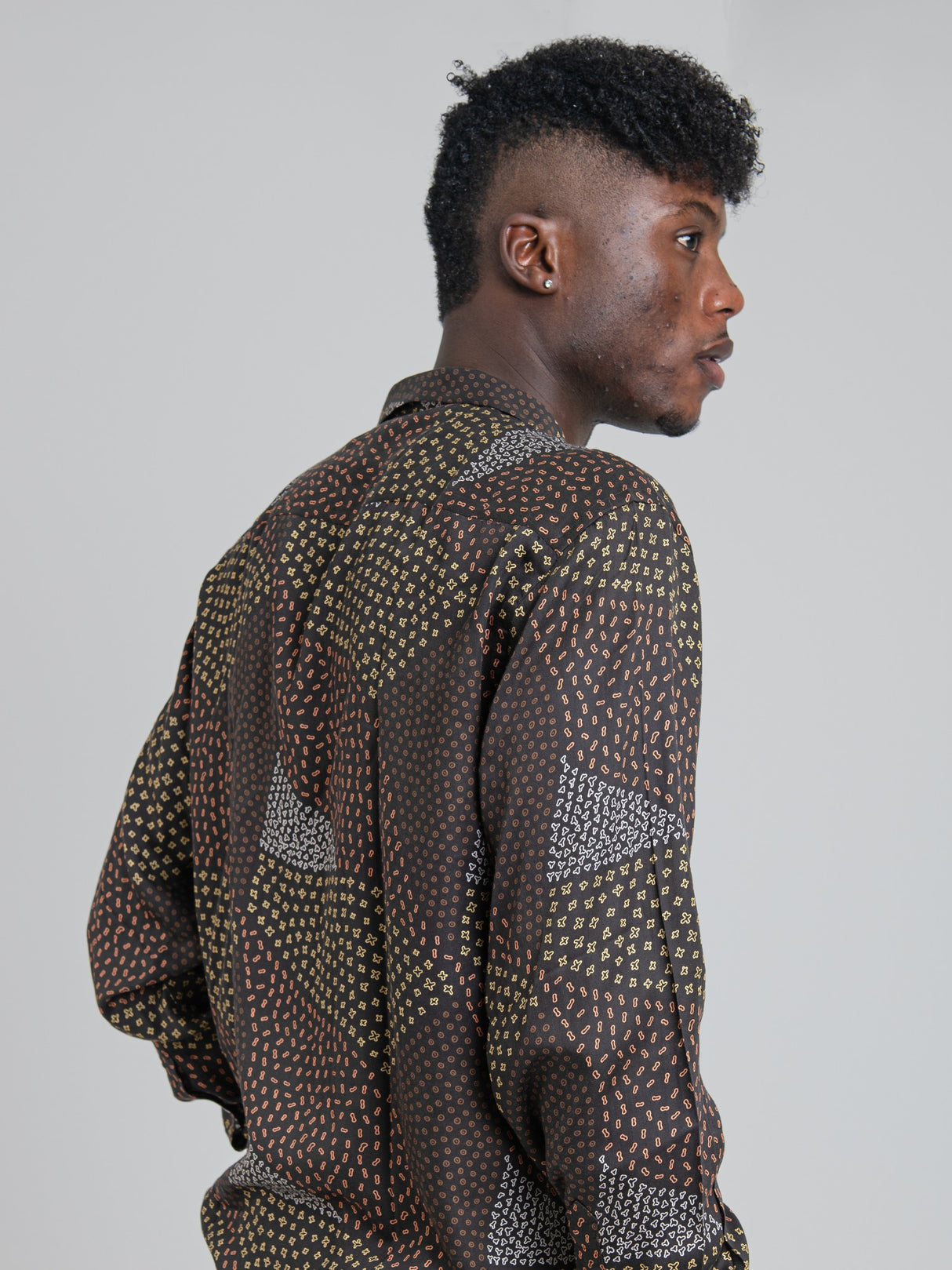 RAUL TENCEL PRINT LONG SLEEVE SHIRT - CHOCOLATE
