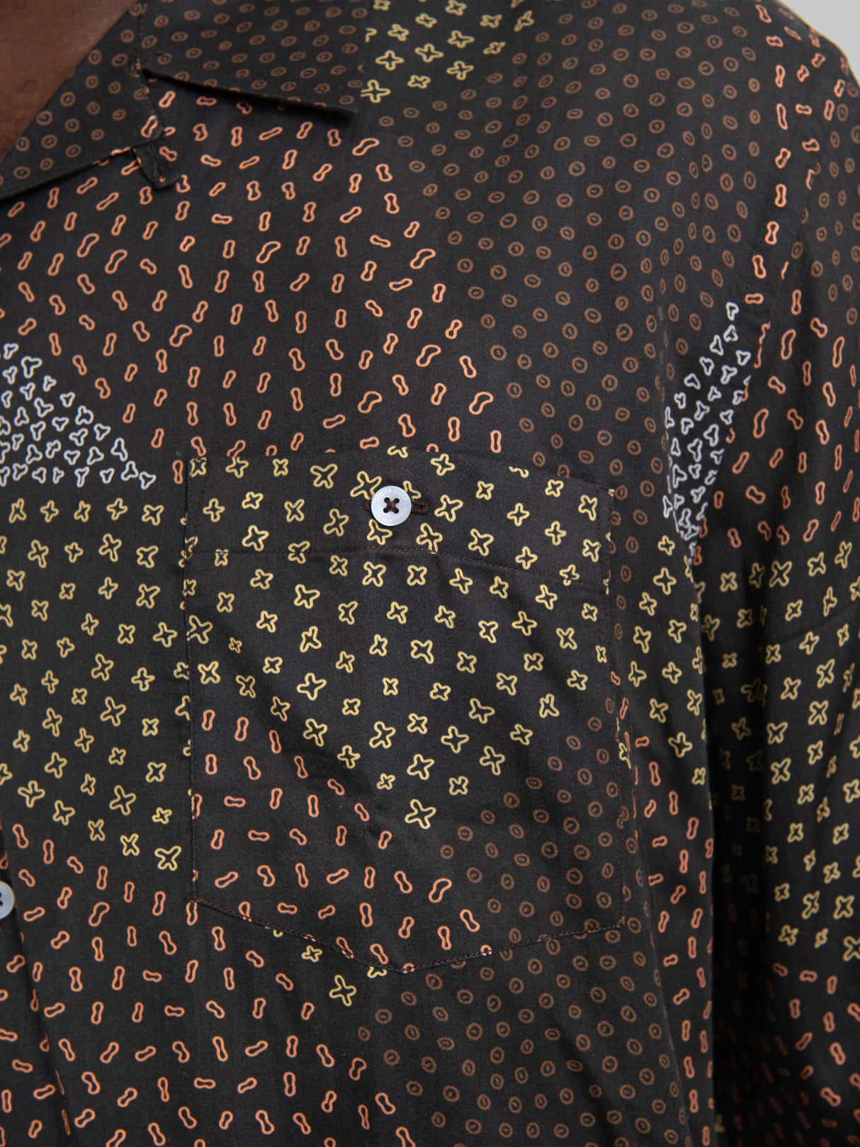 RAUL TENCEL PRINT LONG SLEEVE SHIRT - CHOCOLATE