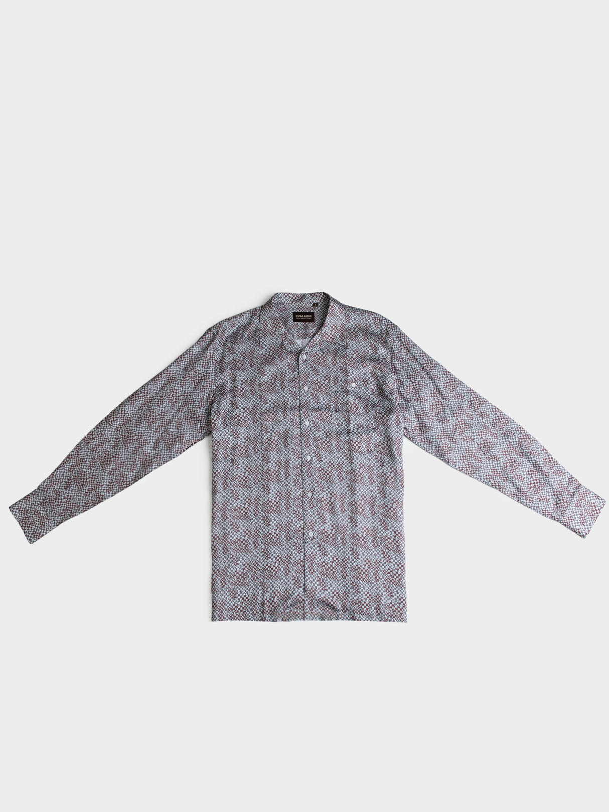 Toni Tencel Print Long Sleeve Shirt - Wine Multi