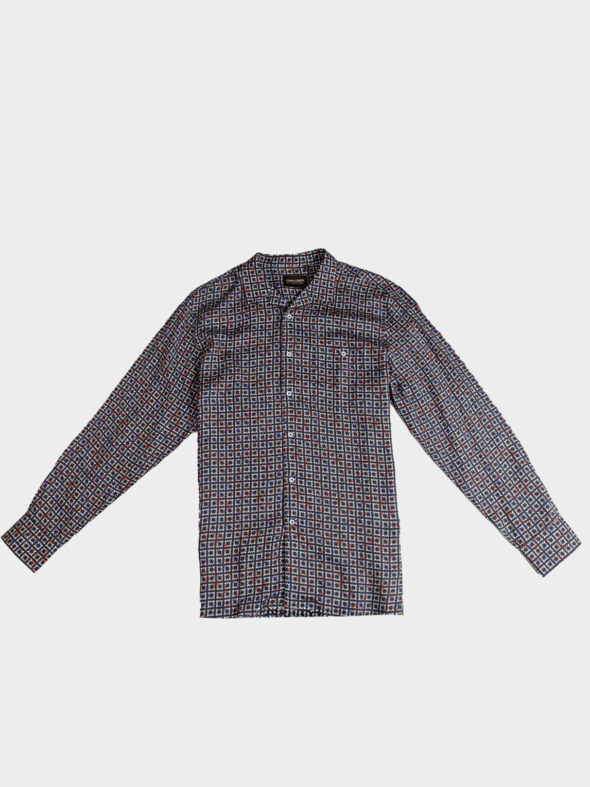 DeJuan Tencel Print Long Sleeve Shirt - Black