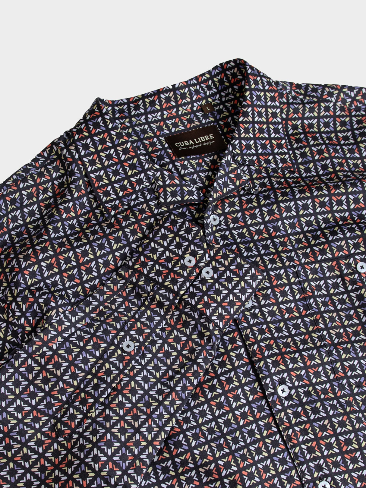 DeJuan Tencel Print Long Sleeve Shirt - Black