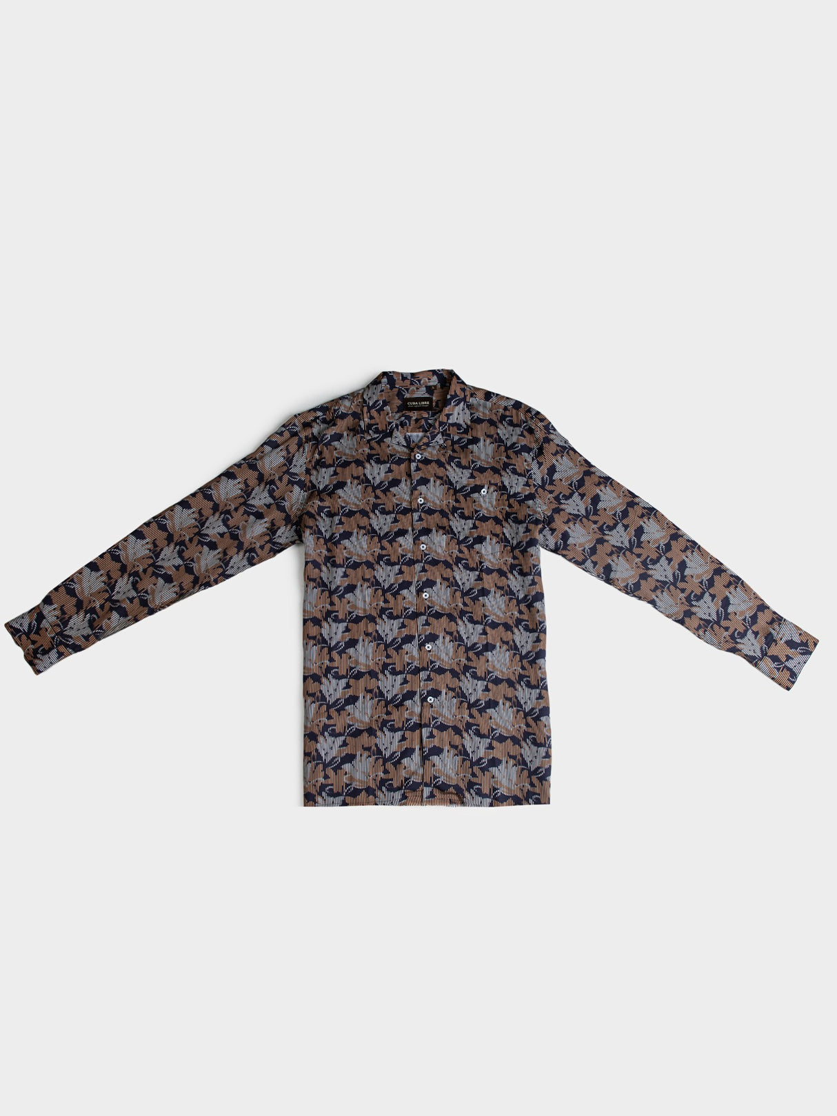 MATEO TENCEL PRINT LONG SLEEVE SHIRT - Walnut