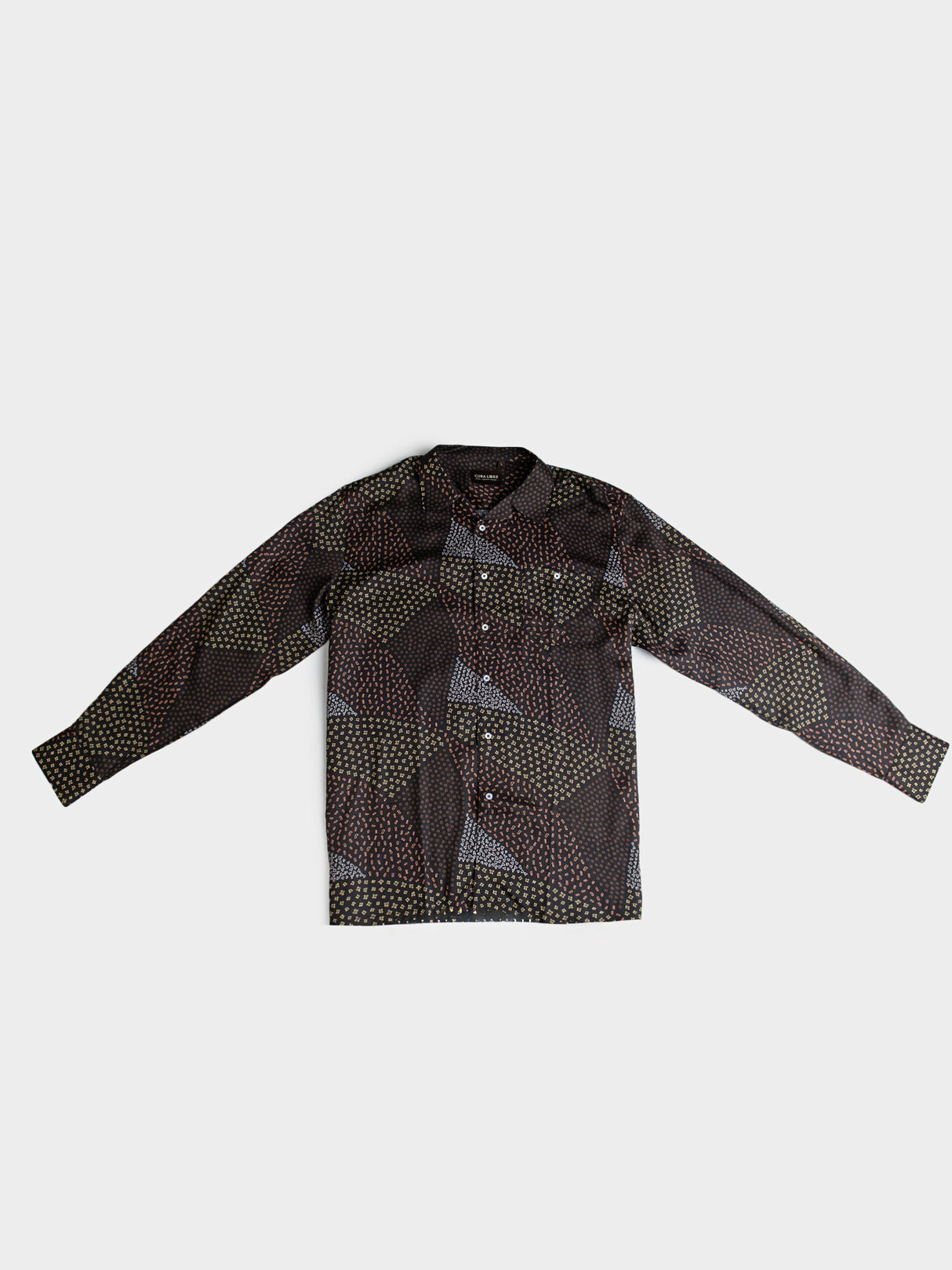 RAUL TENCEL PRINT LONG SLEEVE SHIRT - CHOCOLATE