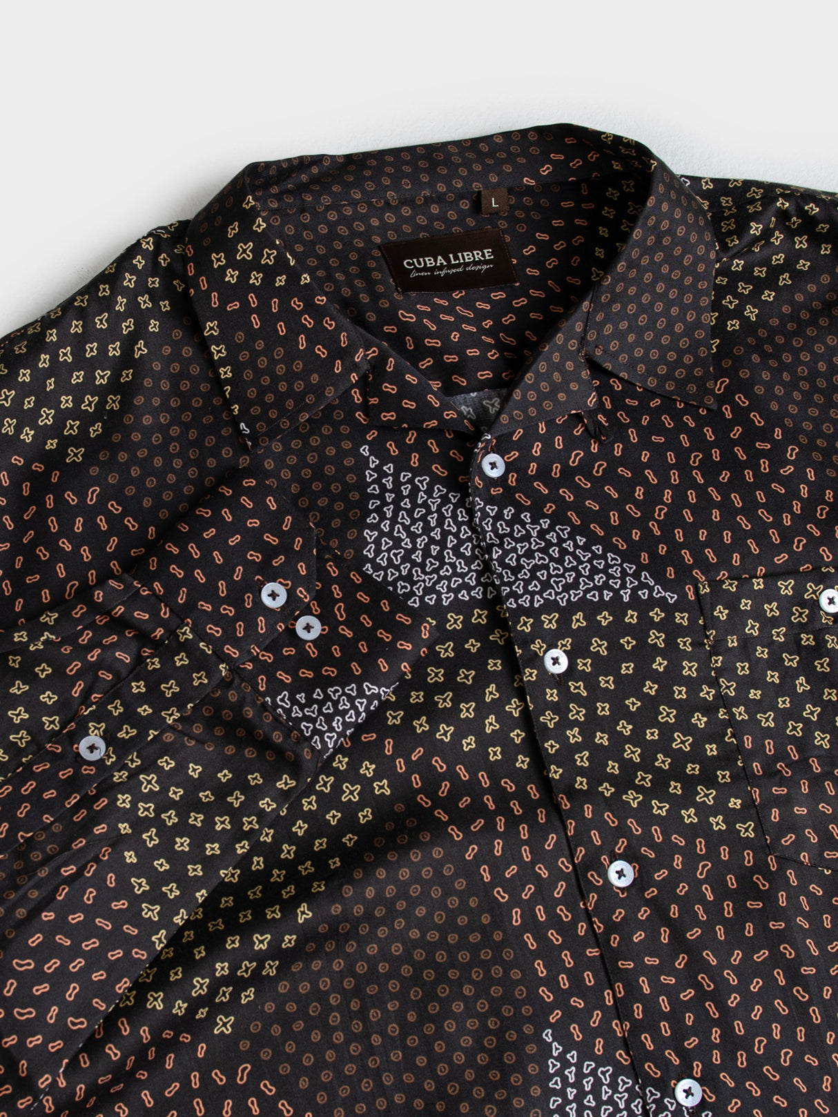 RAUL TENCEL PRINT LONG SLEEVE SHIRT - CHOCOLATE
