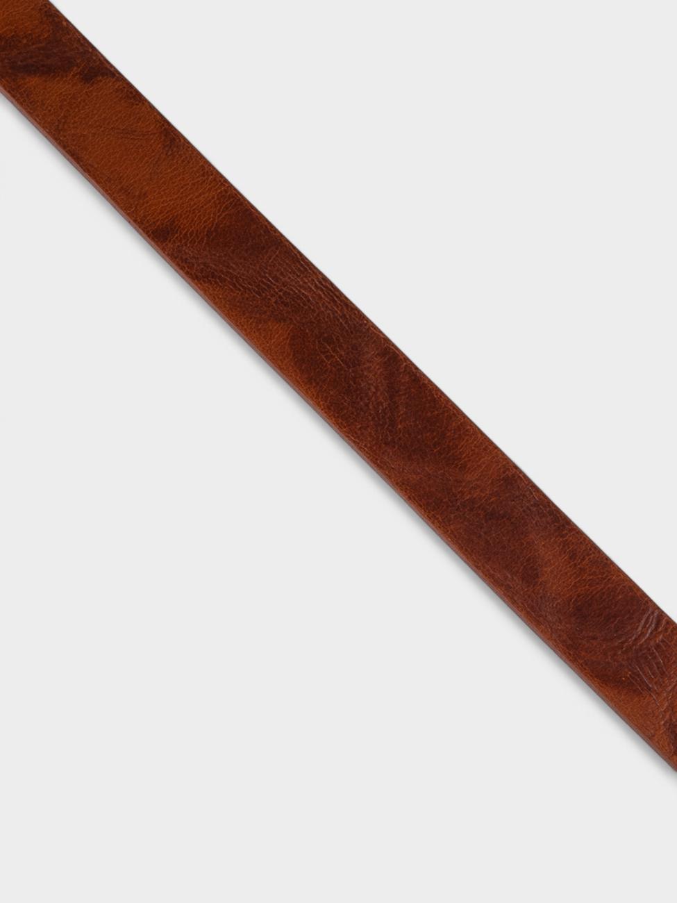 Distressed Target Buckle Belt (Leather) - Tan