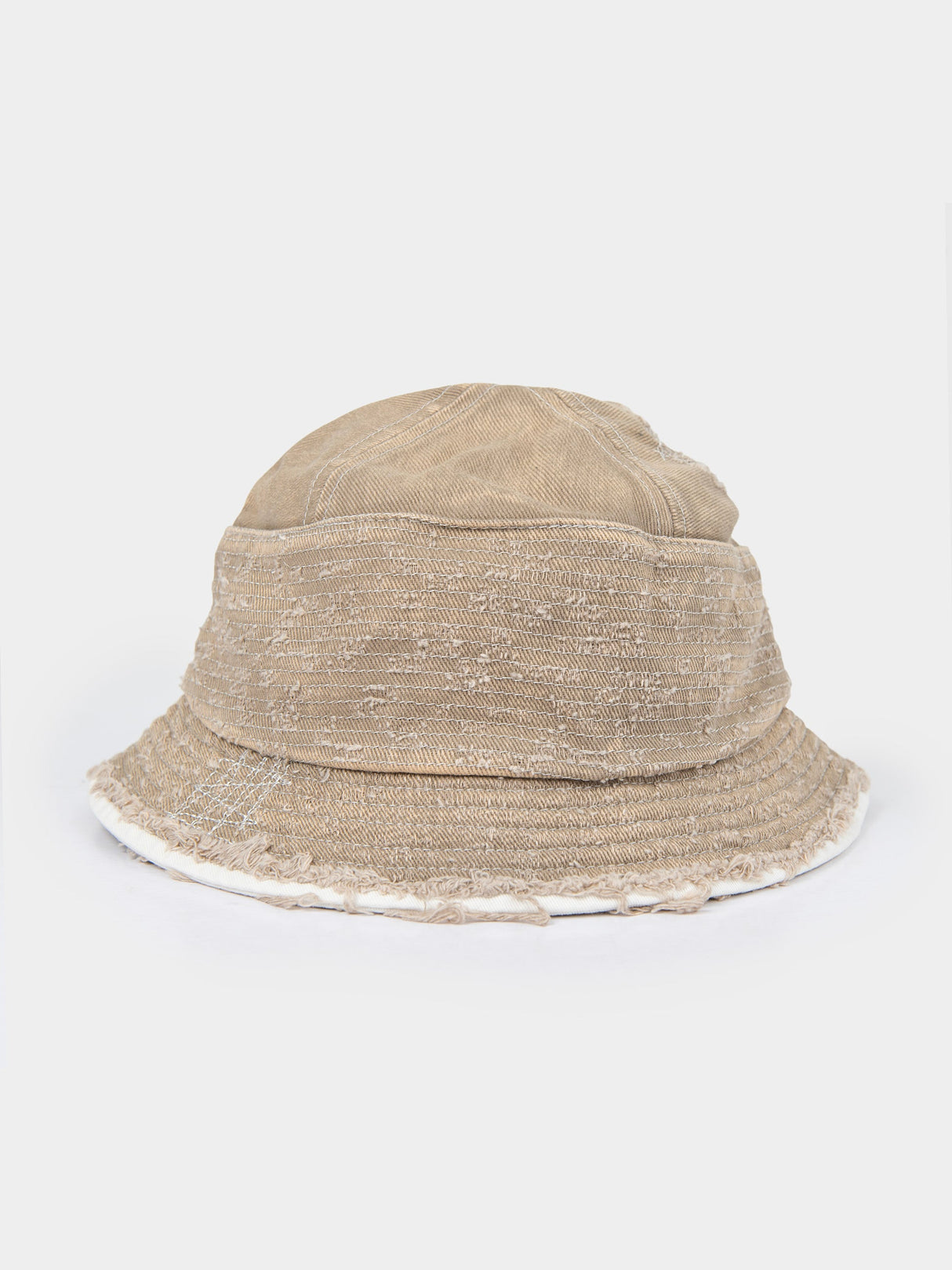 FRAYED BUCKET HAT - Stone