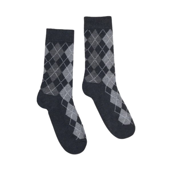 Partisan Socks - Multi Argyle Print - Charcoal Grey