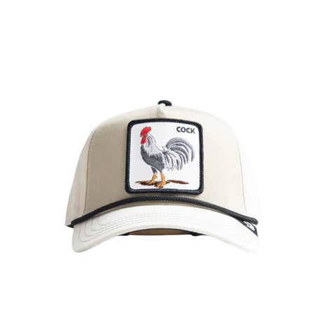Front view of Goorin Bros Rooster 100 Khaki Trucker Cap
