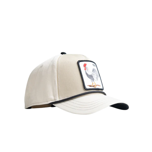 Side view of Goorin Bros Rooster 100 Khaki Trucker Cap