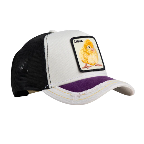 Side view of Goorin Bros Silky Chick Distressed Denim Cap