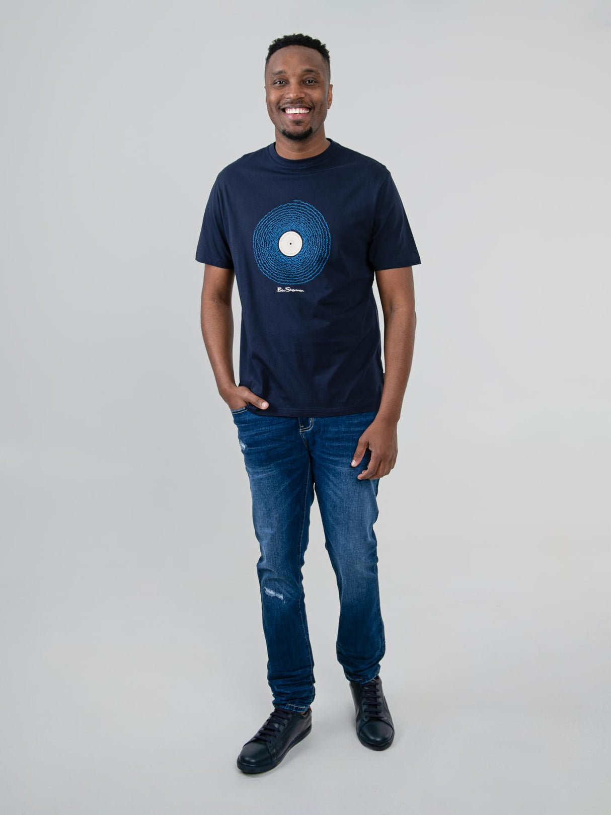 Sound Wave Record Tee - Navy