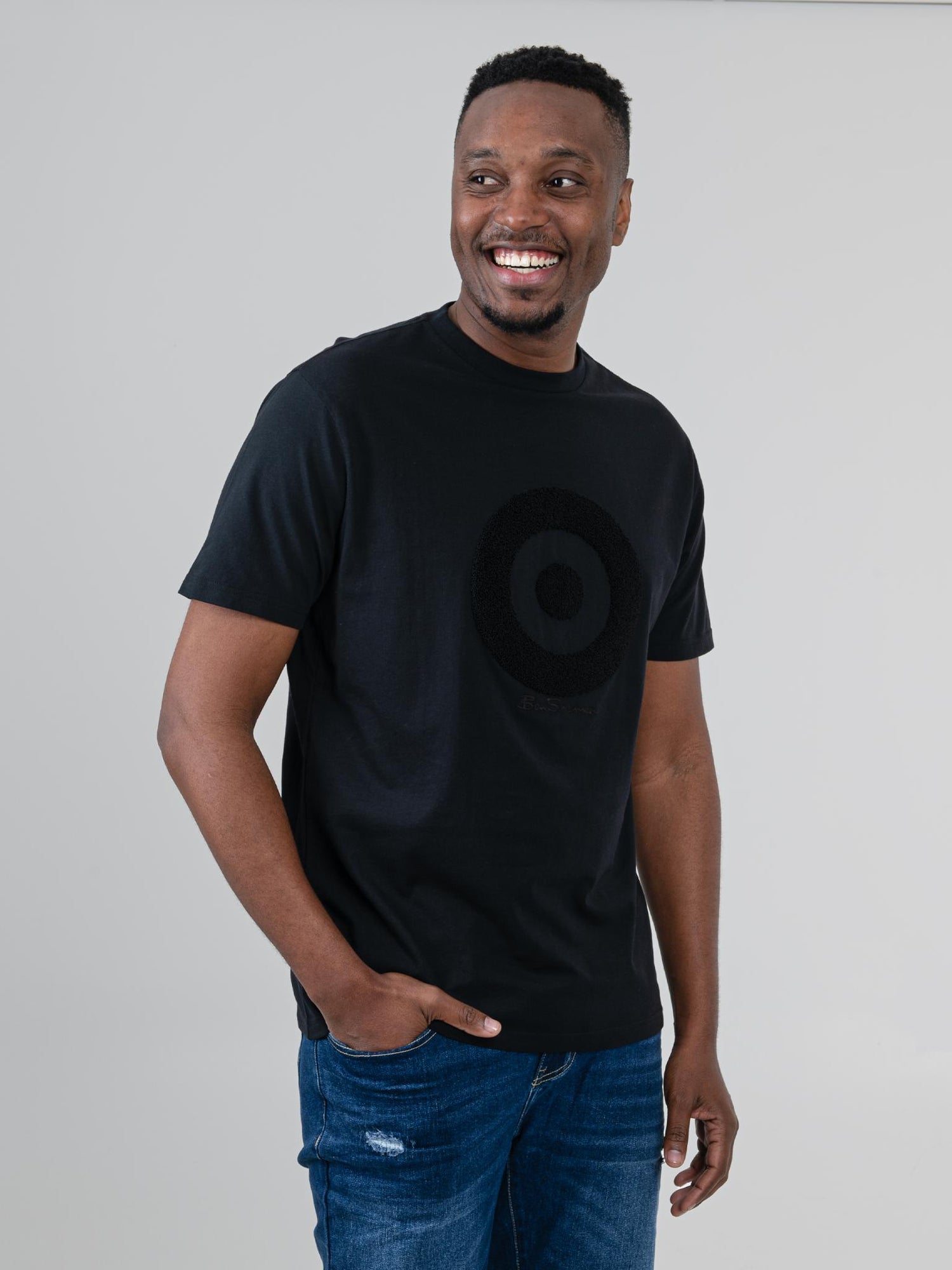 Target Towelling Applique Tee - Black