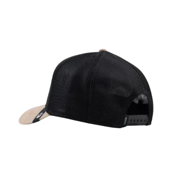 Back view Front view of Goorin Bros The Suede Cheetah Black/Tan Trucker Cap