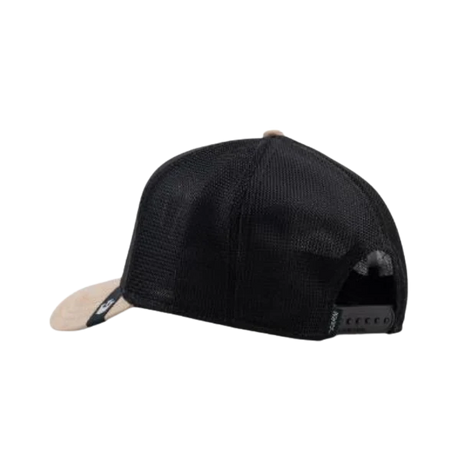 Back view Front view of Goorin Bros The Suede Cheetah Black/Tan Trucker Cap