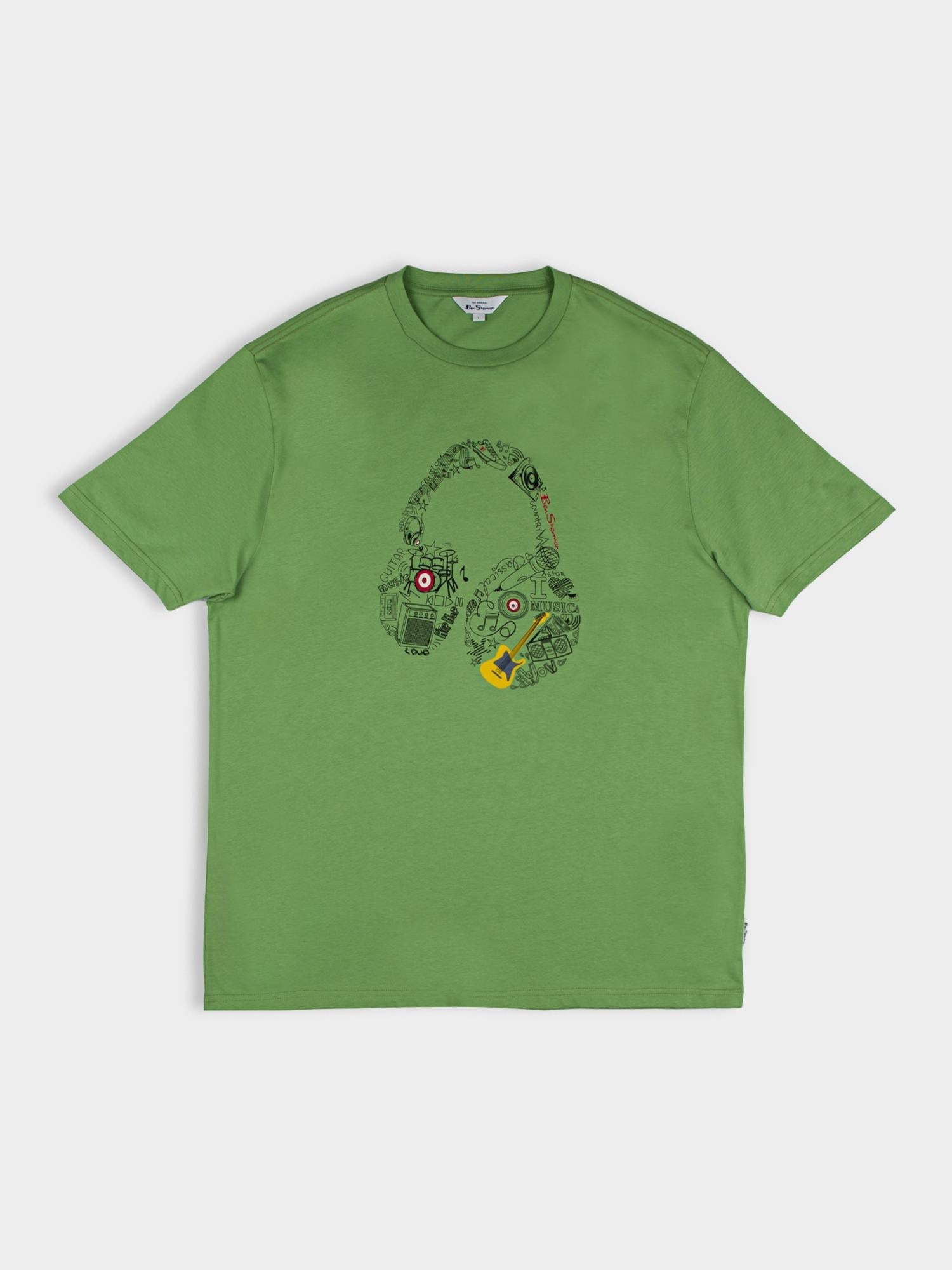 Typography Headphones Tee - Piquant Green