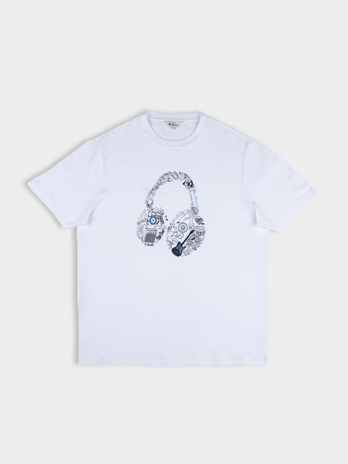 Typography Headphones Tee - White