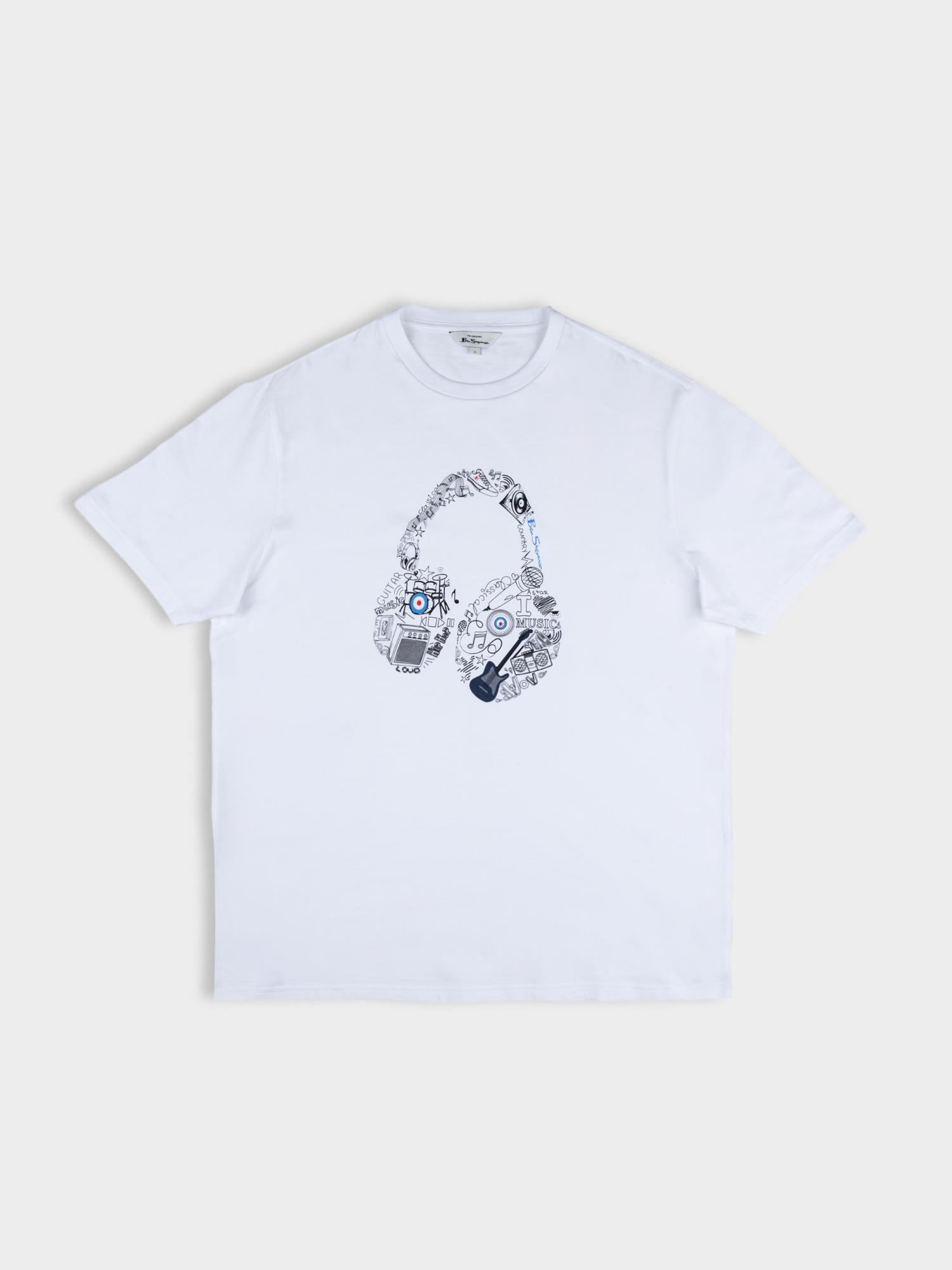 Typography Headphones Tee - White