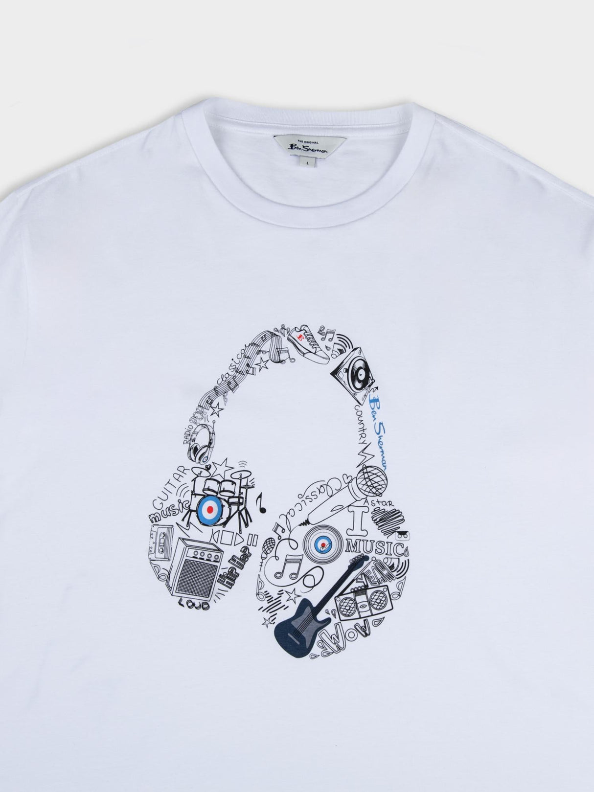 Typography Headphones Tee - White