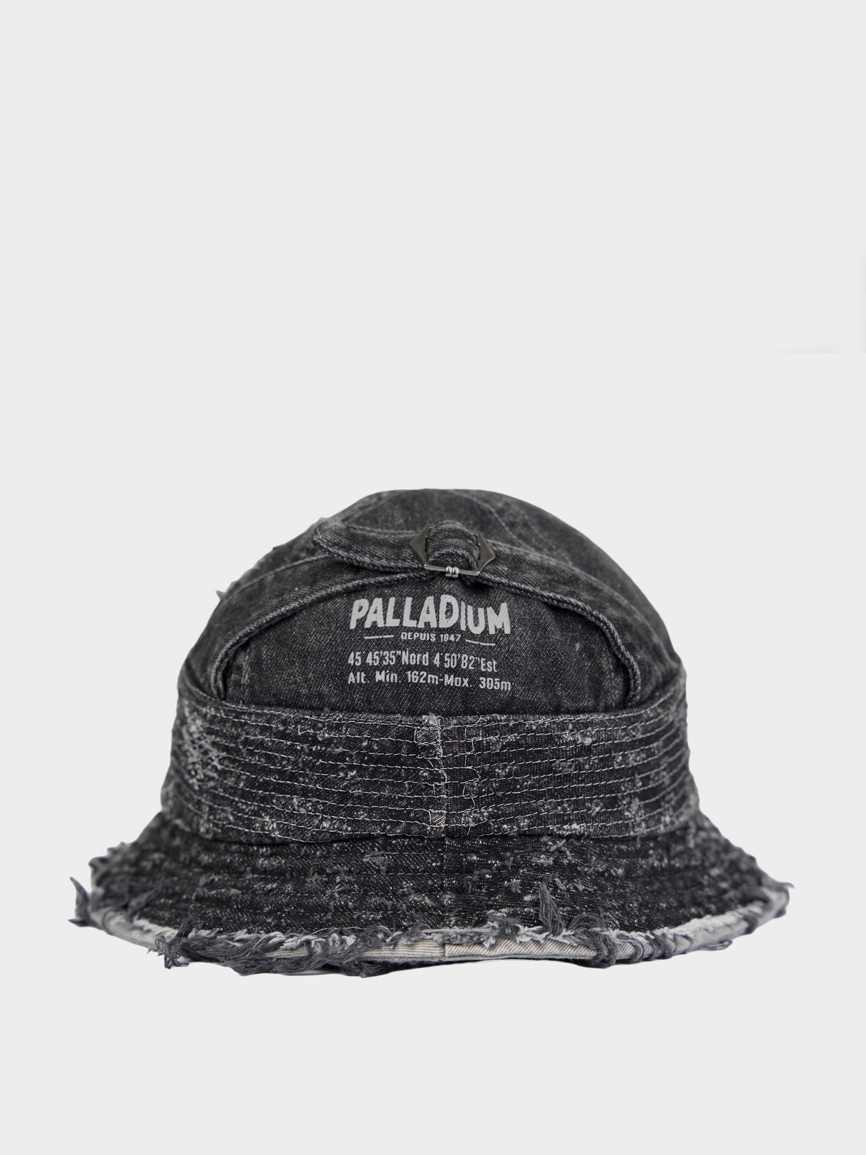 FRAYED DENIM BUCKET HAT BLACK