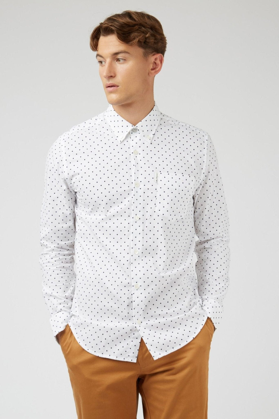Polka Dot Print Shirt (Regular Fit) - White