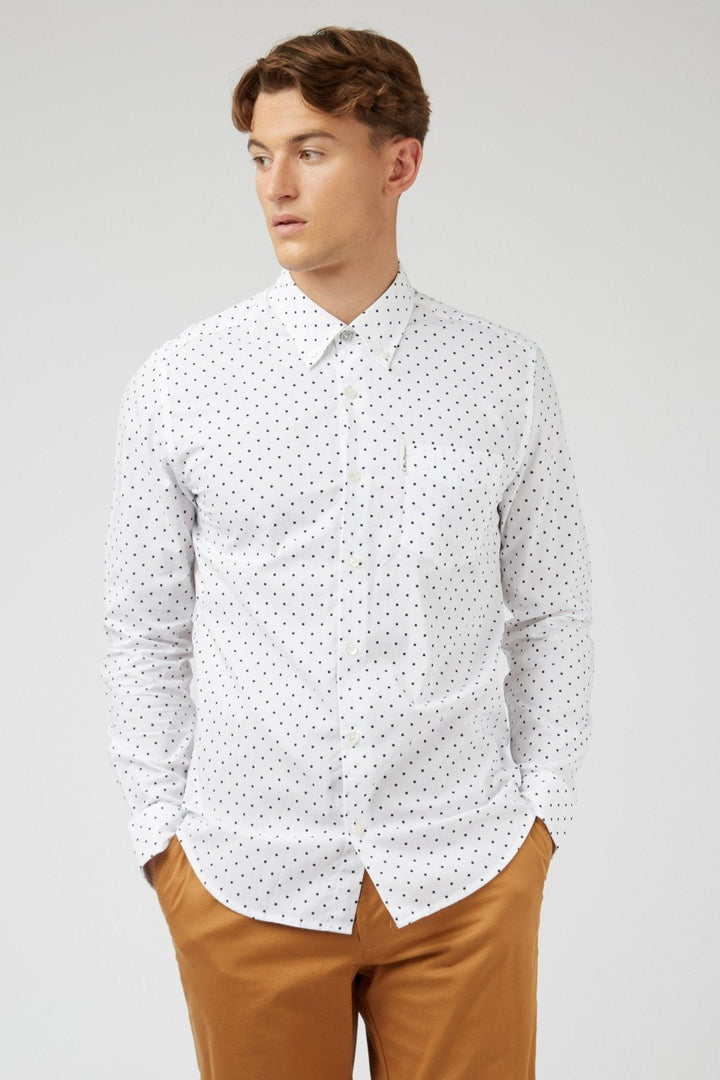 Polka Dot Print Shirt (Regular Fit) - White