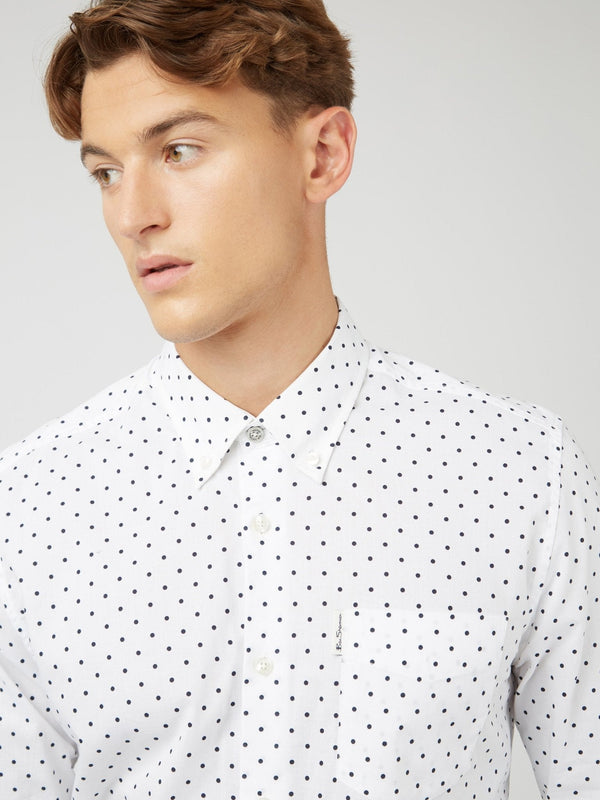 Polka Dot Print Shirt (Regular Fit) - White