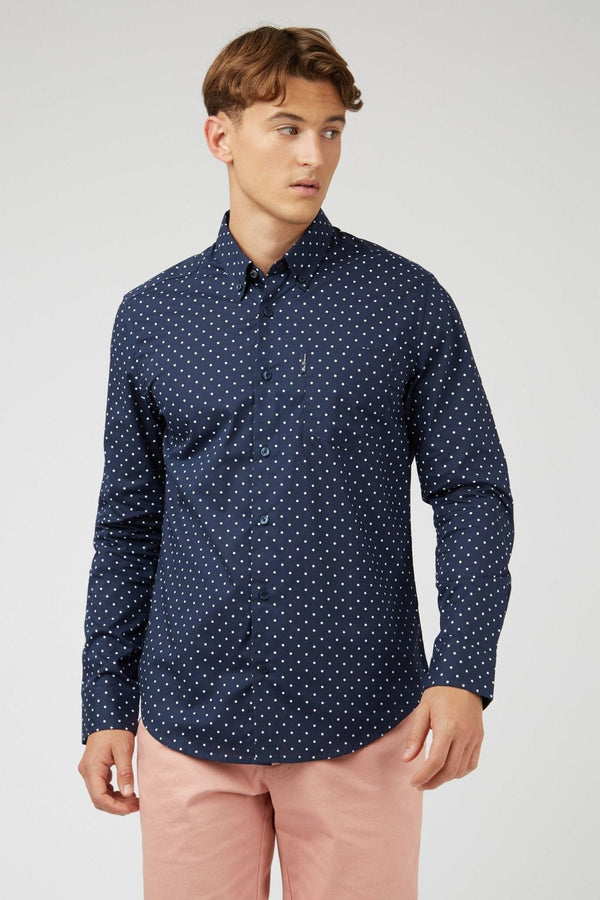 Polka Dot Print Shirt (Regular Fit) - Navy