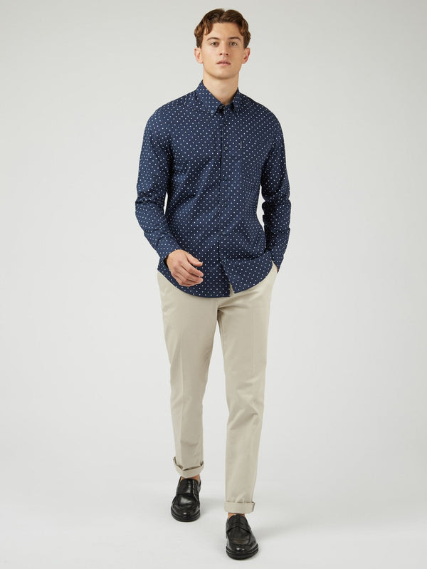 Polka Dot Print Shirt (Regular Fit) - Navy