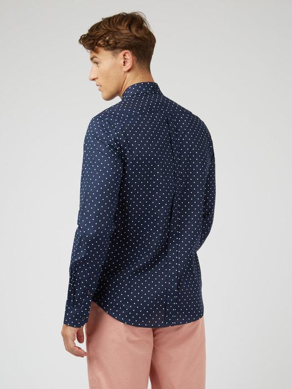 Polka Dot Print Shirt (Regular Fit) - Navy