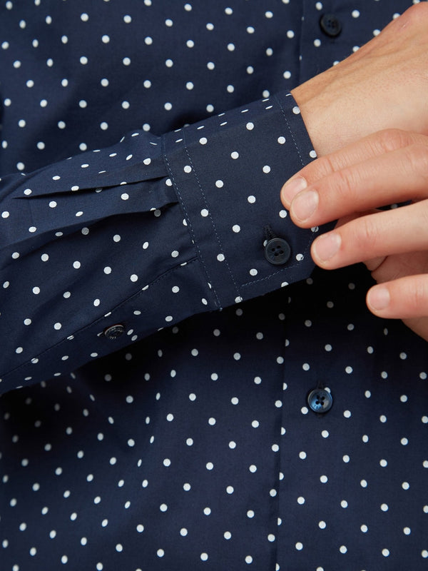 Polka Dot Print Shirt (Regular Fit) - Navy